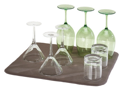 INTER-DESIGN 41243 MICROFIBER DISH DRYING MAT, MOCHA/IVORY,