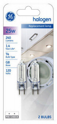 GENERAL ELECTRIC 84886 25-WATT T4 QUARTZ HALOGEN LIGHT BULBS, 2
