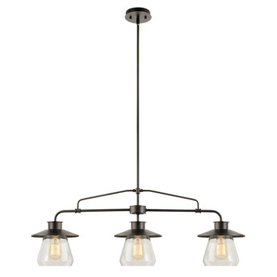 GLOBE 64845 3-LIGHT PENDANT, CLEAR GLASS SHADES, OIL