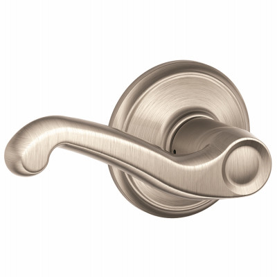 SCHLAGE F10V FLA 619 SATIN NICKEL FLAIR PASSAGE LEVER LOCKSET