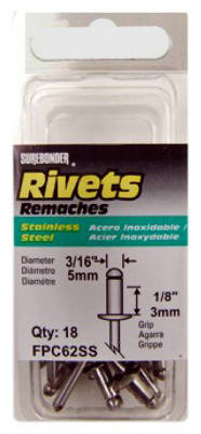 FPC CORPORATION FPC62SS 18-PACK SHORT STAINLESS-STEEL RIVETS