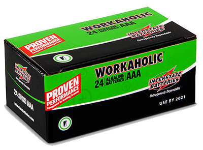 INTERSTATE ALL BATTERY CTR DRY0075 WORKAHOLIC ALKALINE BATTERY, AAA, 24-PK.