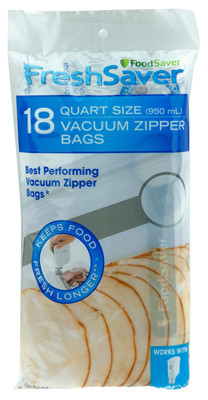 SUNBEAM FSFRBZ0216-NP VACUUM SEAL BAGS, ZIPPERED, QT., 18-CT.