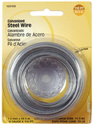 HILLMAN GROUP 123133 19-GAUGE GALVANIZED WIRE, 50-FT.