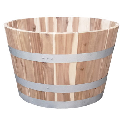 REAL WOOD PRODUCTS CO G3054 BARREL WOOD PLANTER, NATURAL ACACIA