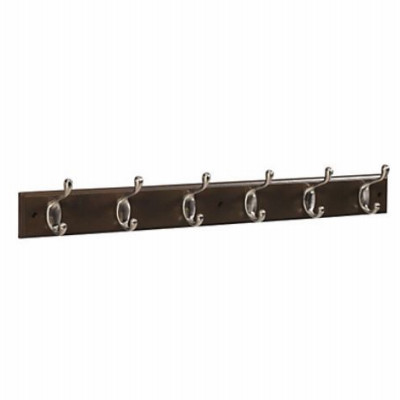 BRAINERD MFG CO/LIBERTY HDW 139640 HOOK RAIL, 6 SCROLL HOOKS, BLACK WOOD GR