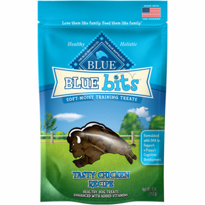 AMERICAN DISTRIBUTION & MFG CO 800318 BLUE BITS DOG TREATS, CHICKEN, 4-OZ.