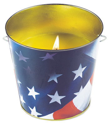 LAMPLIGHT FARMS 1412122 CITRONELLA CANDLE, USA FLAG METAL BUCKET