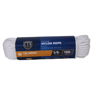 RICHELIEU HARDWARE 642271 NYLON ROPE, TWISTED, WHITE, 3/8-IN. X 10