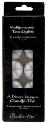 CANDLE LITE 1049595 10-PACK UNSCENTED TEA LIGHT CANDLES