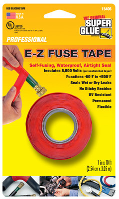 SUPER GLUE 11710156 E-Z FUSE SILICONE TAPE, RED, 1-IN. X 10-