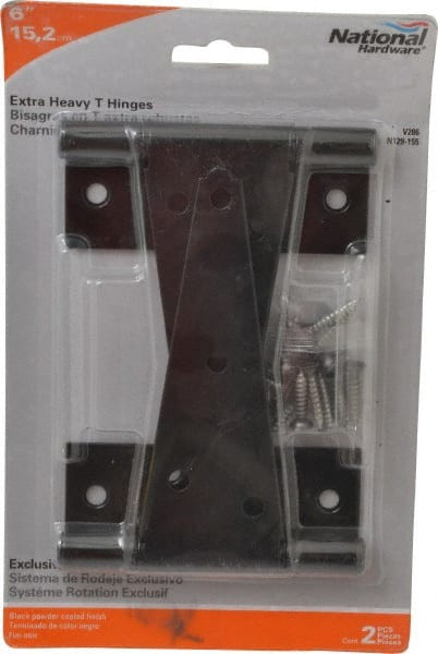 NATIONAL MANUFACTURING SALES CO. N129-155 EXTRA HEAVY T-HINGE, BLACK, 6-IN.