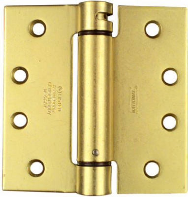 NATIONAL MANUFACTURING SALES CO. N184-572 MORTISE SPRING HINGE, BRASS, 4 X 4-IN.