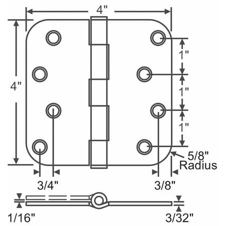 GRAINGER GLOBAL SOURCING 56-179SBRS BUTT HINGE STEEL 125.0 LB LOAD CAP. PR