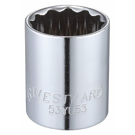 WESTWARD 53YU53 SOCKET 1/2 DRIVE SAE 15/16 SOCKET SZ