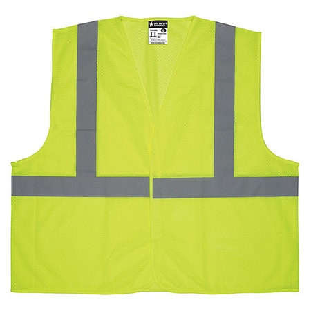 MCR SAFETY V2CL2MLX2 CLASS 2 MESH LIME SAFETY VEST
