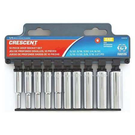 CRESCENT CSAS11N 10 PC 1/4" DRIVE DEEP SOCKET SET
