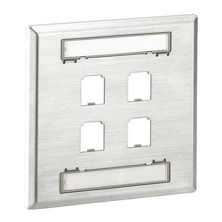 PANDUIT CORPORATION CFPL4S-2GY FACEPLATE 4PT DOUBLE CLASSIC S-STEEL EA