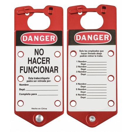 BRADY SPC ABSORBENTS 39481 LOCKOUT HASP RED ALUMINUM 7-1/2 L PK5