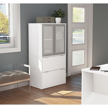 BESTAR 160870-17 LATERAL FILE CABINET WITH HUTCH WHITE