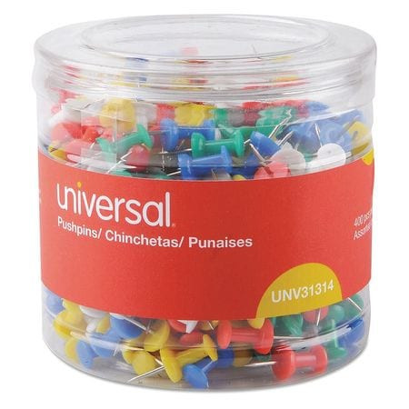 UNIVERSAL 31314 PUSHPIN,400/PK,AST