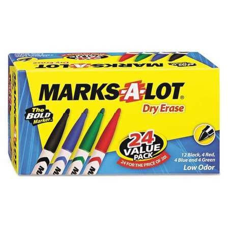 MARKS-A-LOT 29860 PEN DRY ERASE MARKERS ASSORTED PK24