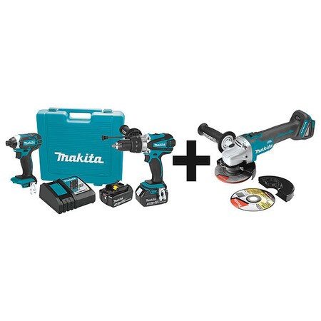 MAKITA XT263M + XAG04Z CORDLESS COMBINATION KIT,3 TOOLS,18V DC