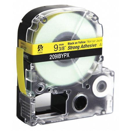 LABELWORKS PX 209IBYPX LABREL TAPE BLK/YLLW STRNG ADHESIVE 3/8