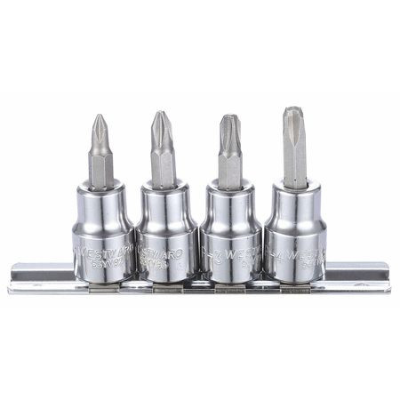 WESTWARD 54TN84 SOCKET BIT SET SAE 3/8 DRIVE 4 PCS