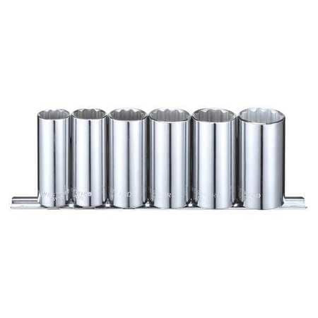 WESTWARD 53PN44 SOCKET SET 3/8 SAE CHROME 6PCS