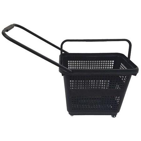 SHOPPING BASKET 114555NEG0 ROLLING HAND BASKET,PP,BLACK,18 1/2 IN