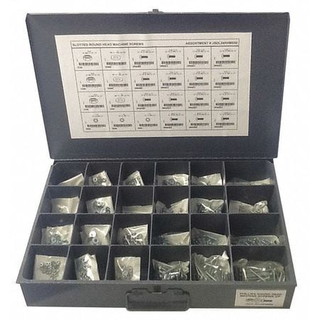 GRAINGER GLOBAL SOURCING JBDL24RHMS50 FASTENER ASSORTMENT 1200 PCS 1/4 TO 2 L