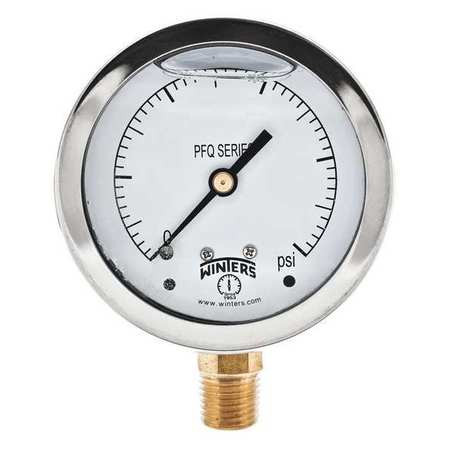 WINTERS INSTRUMENTS PFQ808R1 QUAL SS/BR GAUGE 2.5" 1/4LM 0-600PSI