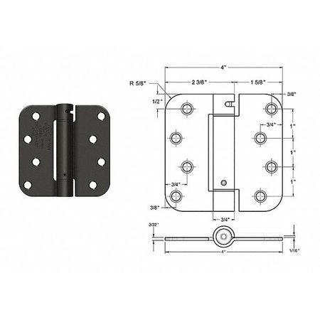 GRAINGER GLOBAL SOURCING 56-427SBRS BUTT HINGE STEEL 125.0 LB LOAD CAPACITY