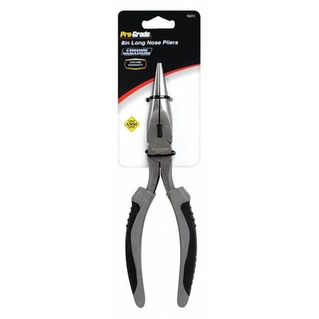 PRO-GRADE 15211 LONG NOSE PLIERS,8"