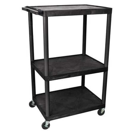 LUXOR LP54E-B SHELF CART, MOLDED PLASTIC (SHELF), 3 SH