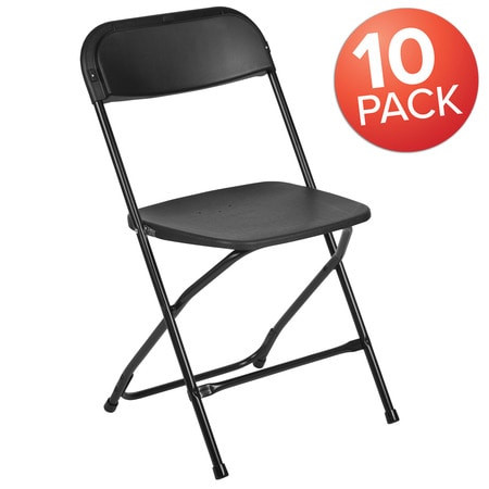 FLASH FURNITURE 10-LE-L-3-BK-GG BLACK PLASTIC FOLDING CHAIR PK10