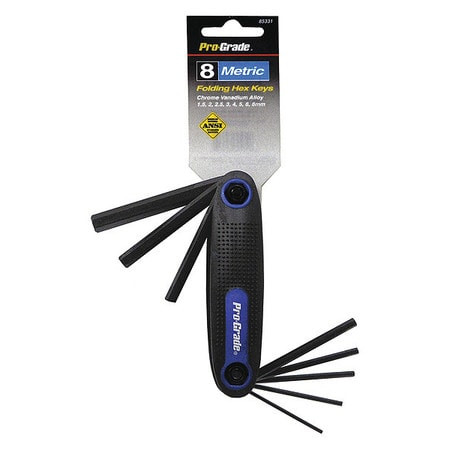 PRO-GRADE 85331 FOLDING HEX KEY SET,METRIC,8 PCS.