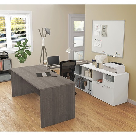 BESTAR 160860-4717 U DESK 2 DRAWERS BARK GRAY WHITE