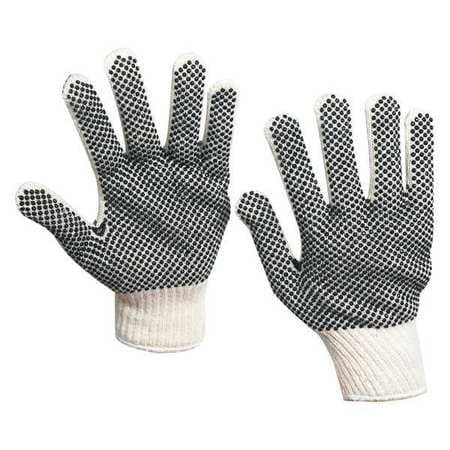 PARTNERS BRAND GLV1011L KNIT GLOVES,PVC, BLACK DOT,L,PK12
