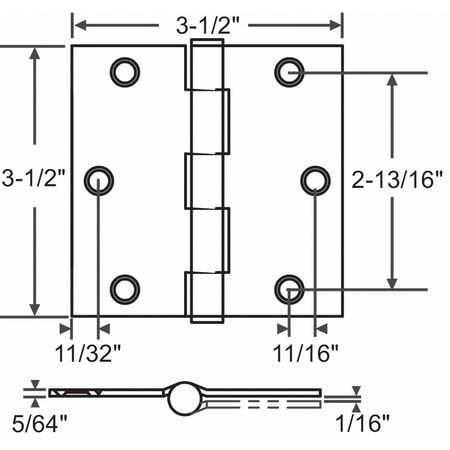 GRAINGER GLOBAL SOURCING 56-263SBRS BUTT HINGE STEEL 100.0 LB LOAD CAP. PR
