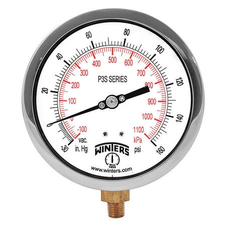 WINTERS INSTRUMENTS P3S6005 COMPOUND GAUGE 4-1/2 DIAL SIZE BLACK