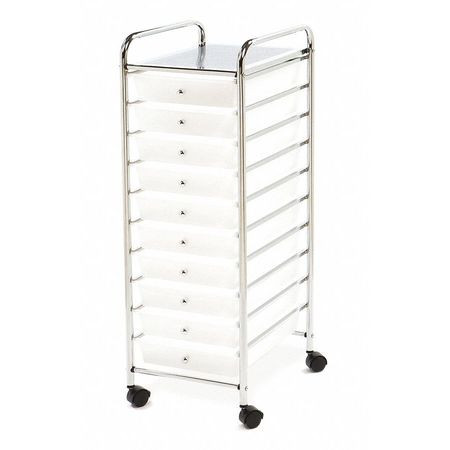 SEVILLE CLASSICS SHE16218WB ORGANIZER CART,10-DRAWER, FROSTED WHITE