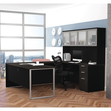 BESTAR 110890-32 U SHAPED DESK U DESK,GLASS DOOR,DEEP GRE