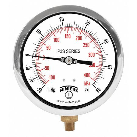 WINTERS INSTRUMENTS P3S6003 COMPOUND GAUGE 4-1/2 DIAL SIZE BLACK