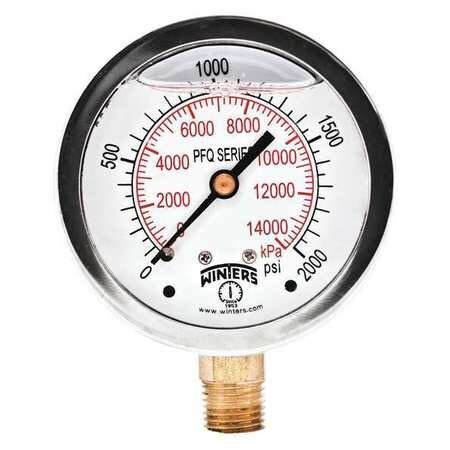 WINTERS INSTRUMENTS PFQ810 QUAL SS/BR GAUGE 2.5" 1/4LM 2000PSI/KPA