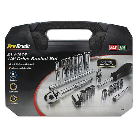 PRO-GRADE 19206 SOCKET,21 PCS.,1/4"DR.,SAE SET