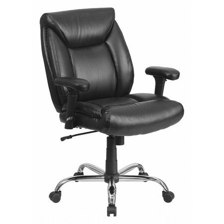 FLASH FURNITURE GO-2073-LEA-GG BLACK 400LB MID-BACK LEA CHAIR