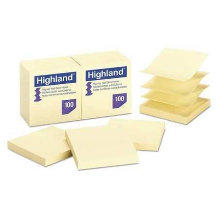 HIGHLAND 6549-PUY NOTE 3 X3 POP UP YELLOW PK12