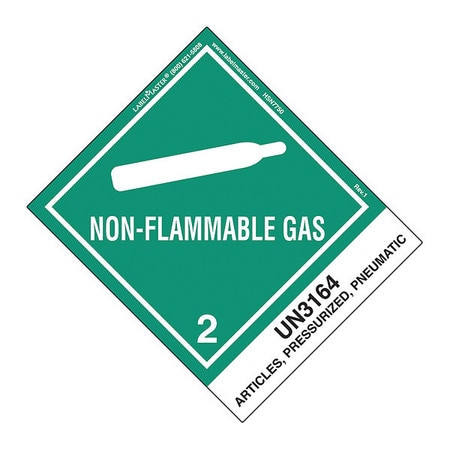 LABELMASTER HSN7750 NON-FLAMMABLE GAS LABEL UN316 PK500